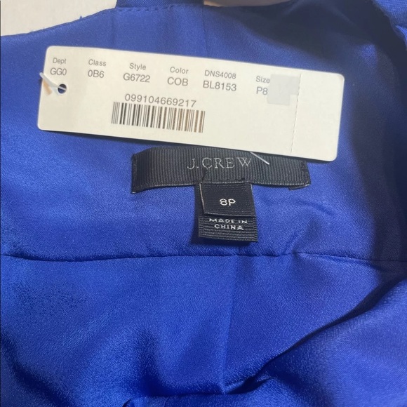 NWT JCREW Petite peplum dress in classic faille G6722 Sz 8P Cobalt Blue $168 - Picture 2 of 7